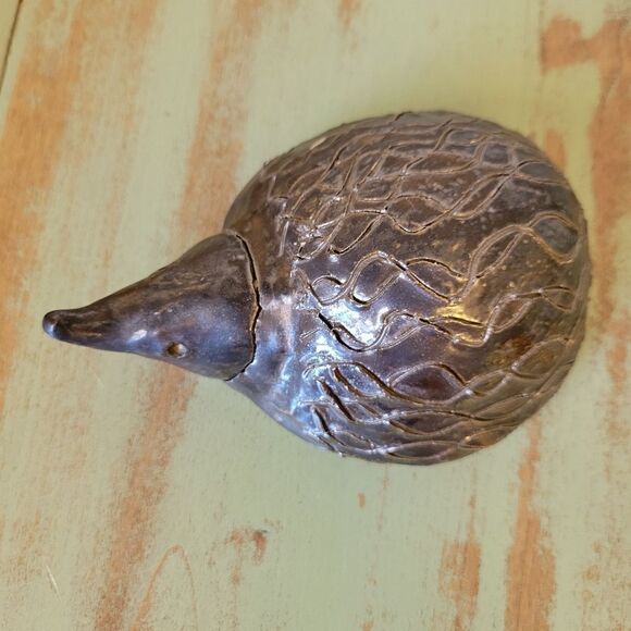 Vintage Handmade Studio Pottery Metallic Bronzed Glazed Hedgehog Mole Figurine - Picture 4 of 16
